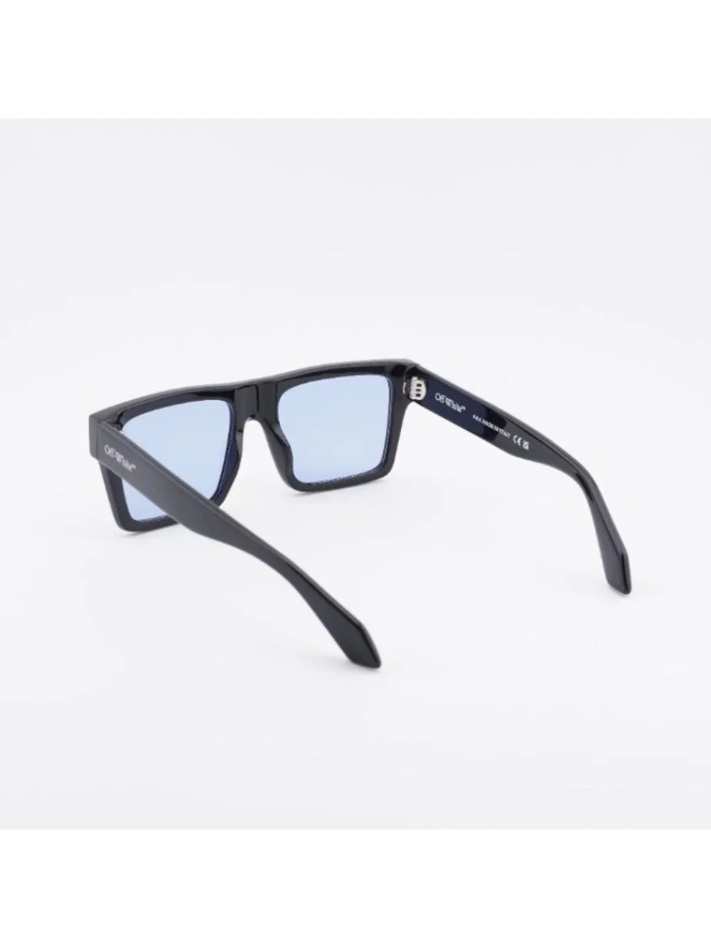 Off-White OERI109 LAWTON 1040 Sunglasses Shiny Black Square Frame, Blue Lenses